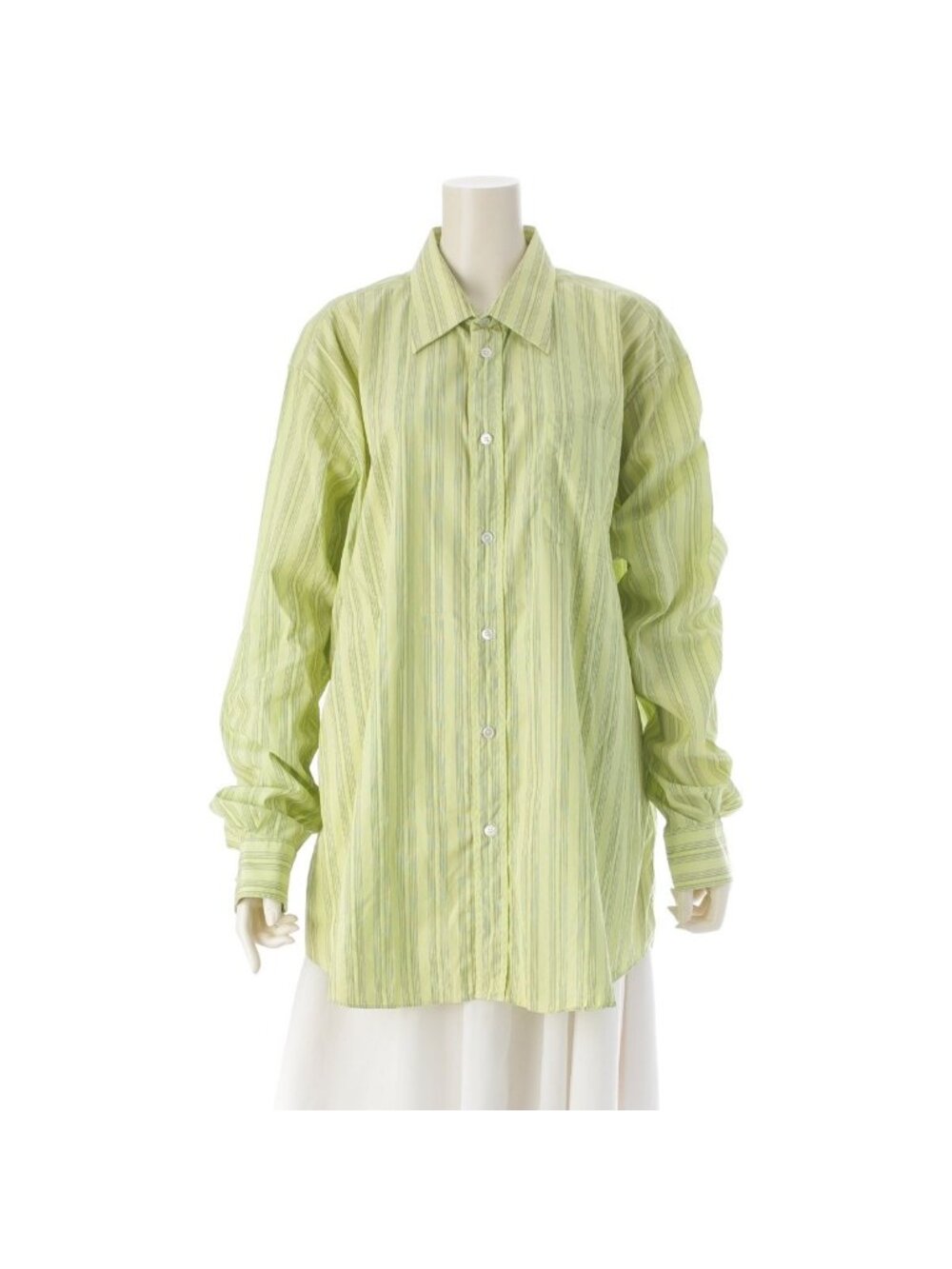 Hermes Striped Long Sleeve Shirt Top Green 43